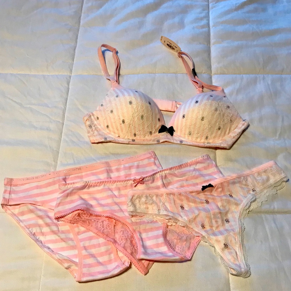 Victoria Secret VS Bra w/3 panties, 34B / size S